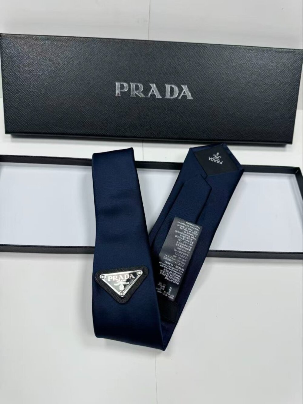 Prada Blue Tie With Logo 🥳 Unisex  || NWT - Picture 2 of 5